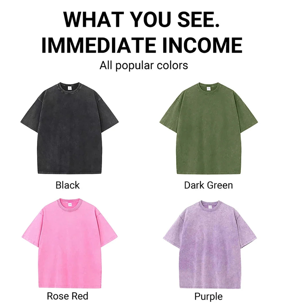 American Style Retro Heavyweight Solid Color Short Sleeved T-shirt Men Women Summer Street Trendy Washed Old Oversized Clothes.