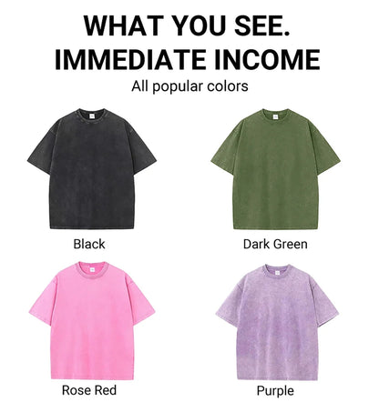 American Style Retro Heavyweight Solid Color Short Sleeved T-shirt Men Women Summer Street Trendy Washed Old Oversized Clothes.