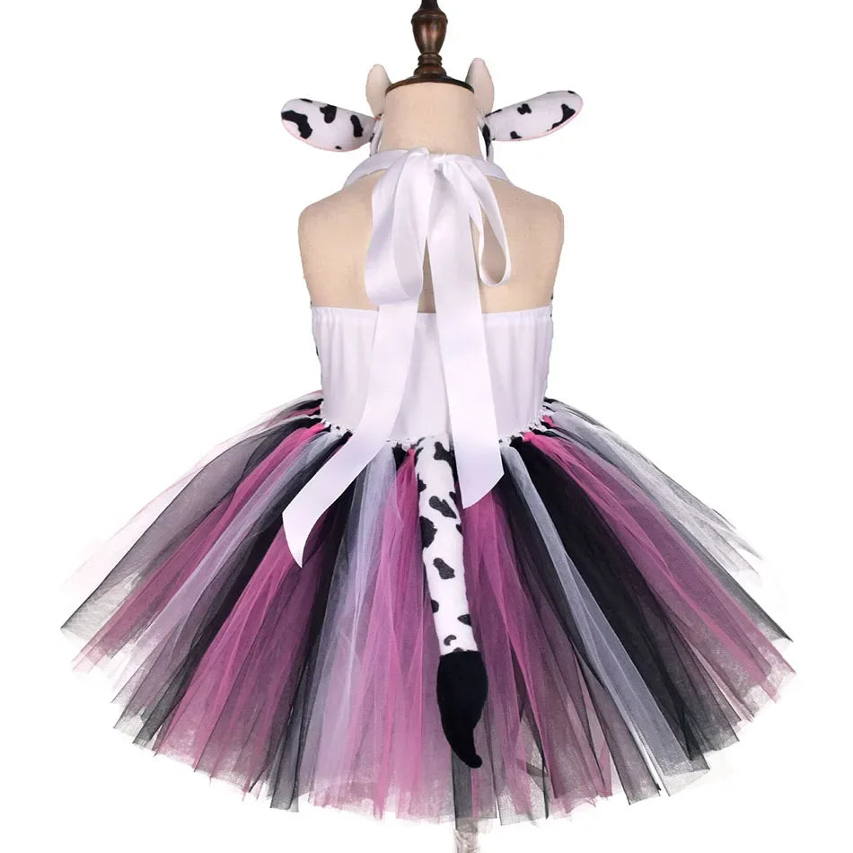 Halloween Tier Cosplay Kostüm für Kinder Wald Thema Kühe Tiger Giraffe Leopard Zebra Tutu Kleider Performance Tanz Sets.