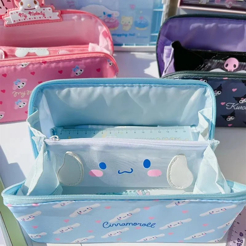 Sanrio Cinnamoroll Federmäppchen mit großem Fassungsvermögen, Hello Kitty Kuromi Melody, Kosmetiktaschen, Schreibwarentasche, Stiftbox, Schulbedarf.