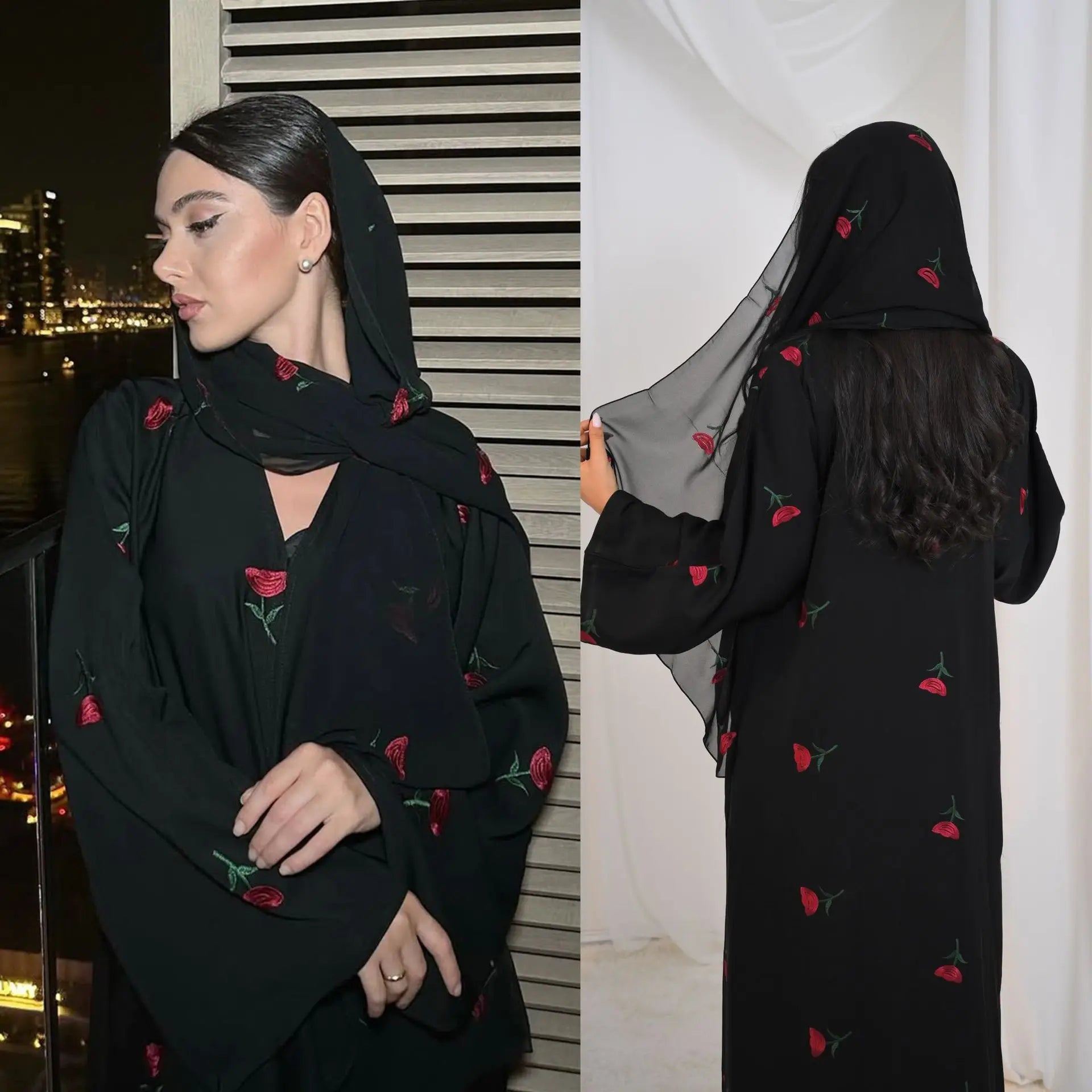 Eid 2025 New Embroideried Abaya Kimono Dubai Luxury Cardigan Muslim Party Kaftan Robe Abayas for Women Turkish Islamic Clothing.