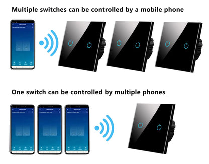 BONDA Smart Switch Alexa RF433 Keine neutrale Tuya-Steuerung funktioniert mit Google 1/2/3 Gang Smart Life Home Light WiFi Touch Switches 86.