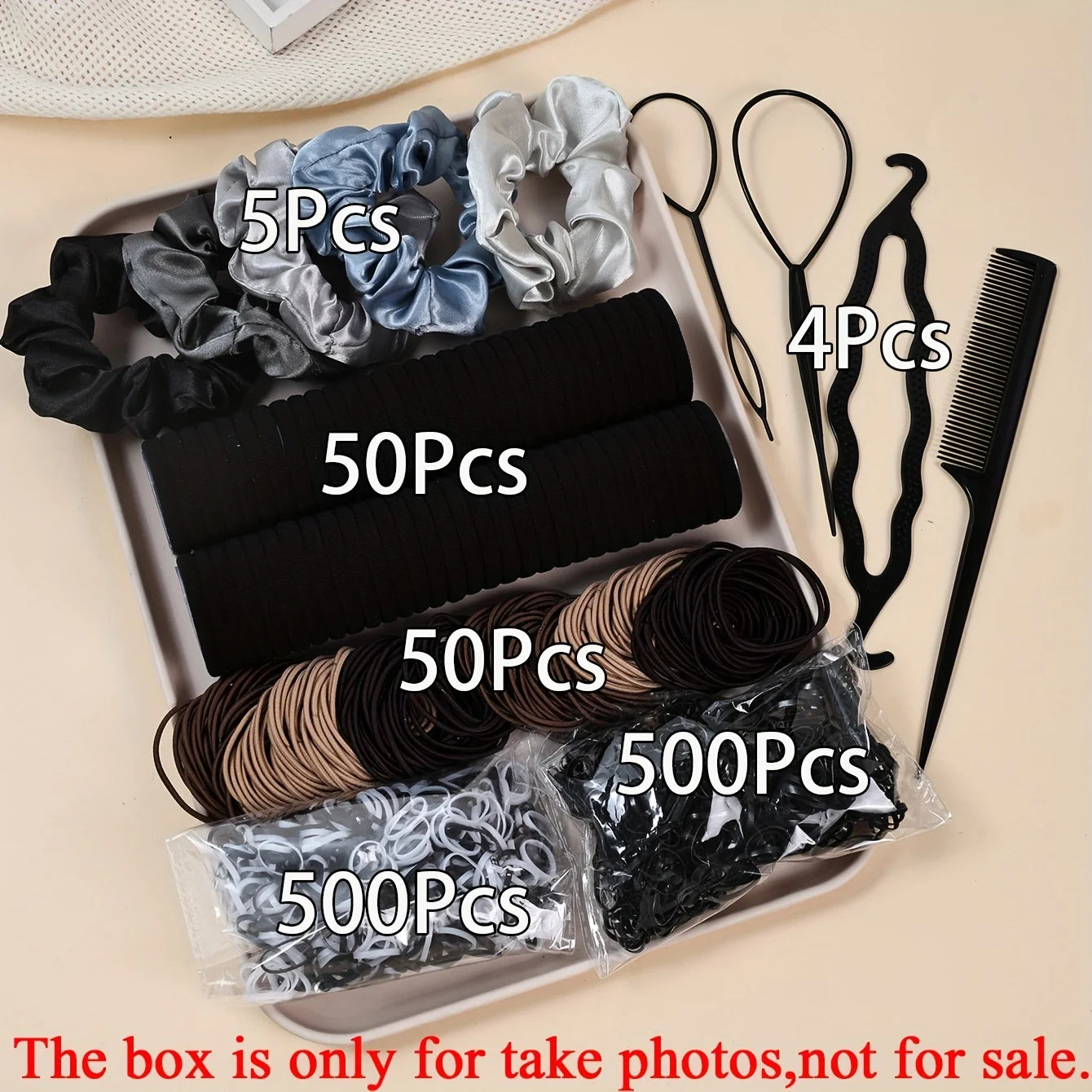 1109pcs Women Dark Hair Accessories Set Elastic Seamless Ponytail Scrunchies Small Rubber Bands Fashion Hair Ties Headbands.