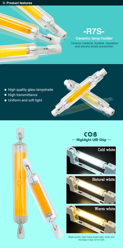 R7S LED Glasröhre 78mm 118mm COB Birne 5W 10W 20W r7s Lampada Mais Lampe J78 J118 AC220V 110V Energiesparende Ersetzen Halogen Licht.