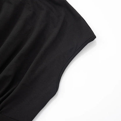 Solid Color One Shoulder Slant Neck Waist Shrinking Pleated Tank Top Women'S Summer New Casual Simple Fashion Tank Top.