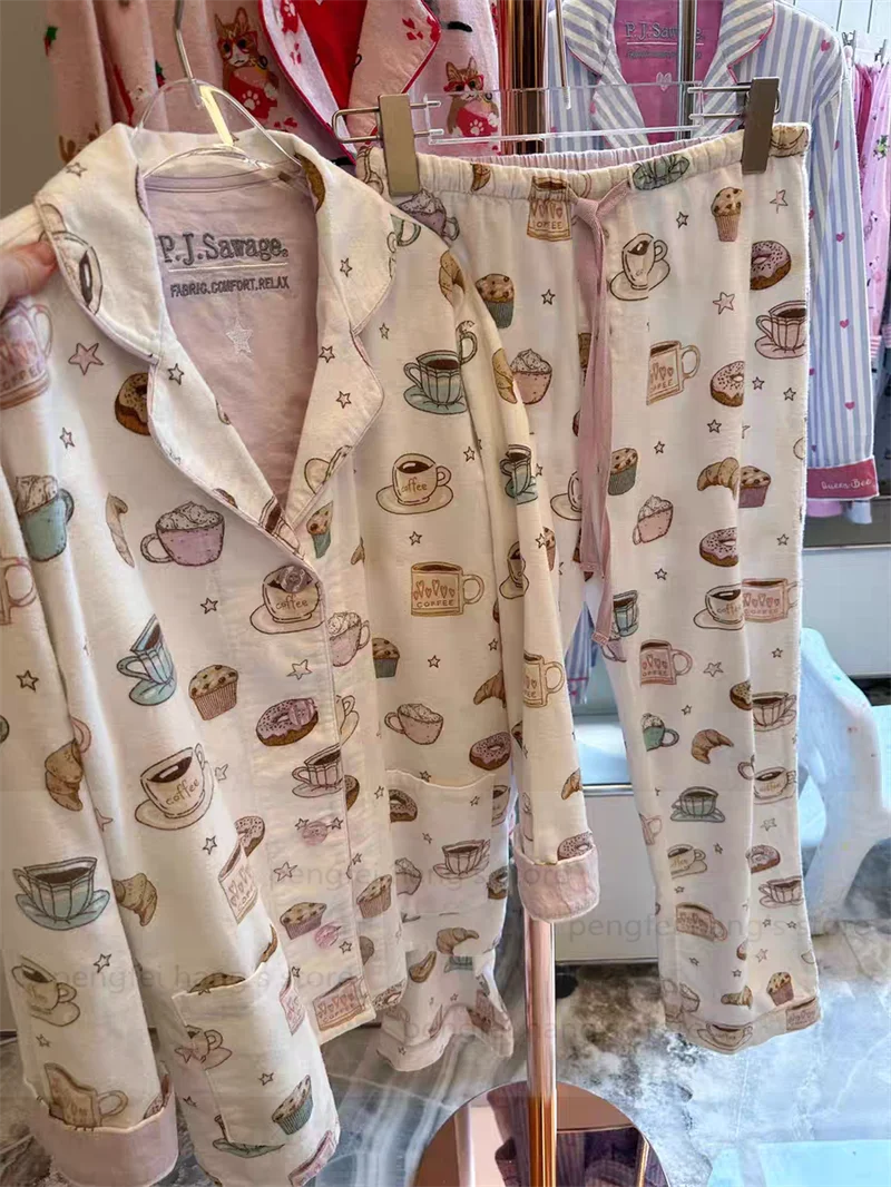 2025 Autumn Winter Homewear Women Pajamas Suit Christmas Party Cartoon Pjs Loungewear Lady Sleepweawr Cotton Nightwear Outfit.