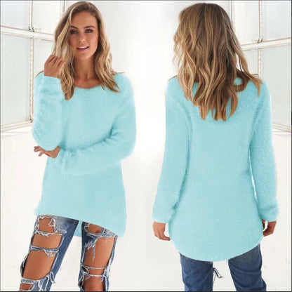 Frauen warmen Pullover einfarbig o Hals lose Baumwolle gestrickt Pullover langen Pullover lässig übergroße Bluse Damen Hipster Kleidung