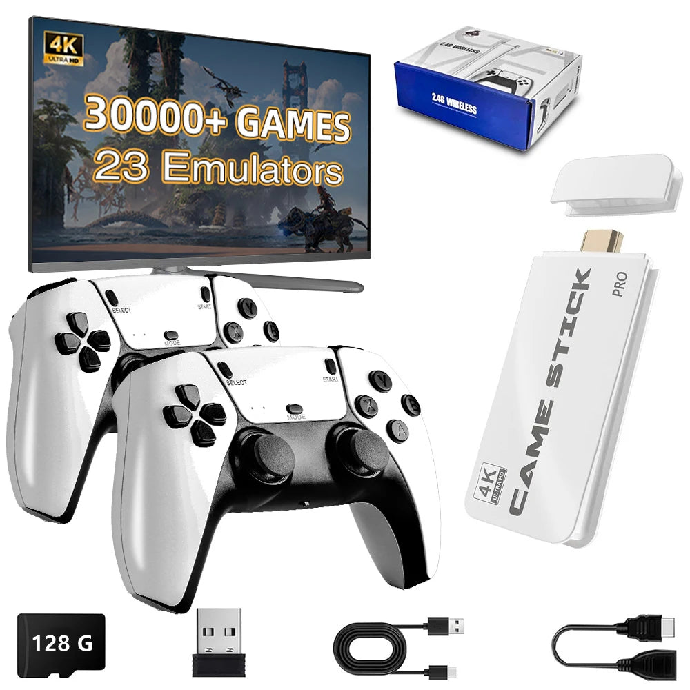 M15 4K Game Stick Mini Retro Video Game Console Built in 30000 Games Wireless Gamepads Video Game Controller Support 2 Player.