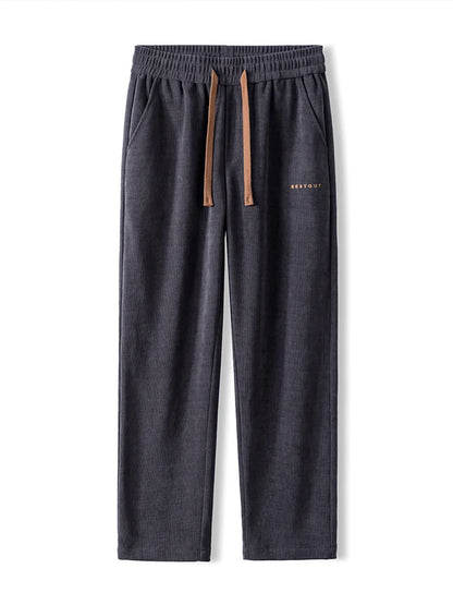 High Quality Brand Clothing Autumn Winter Corduroy Pants Men Elastic Waist Straight Thick Korea Outdoors Casual Trousers Gift.