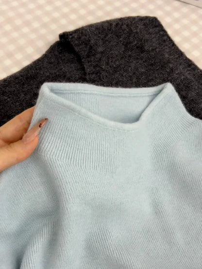 2025 Autumn Winter Fashion Turtleneck Ladies Solid Sweater Women's Casual Vintage Knitted Long Sleeve Pullovers Woman Clothing.