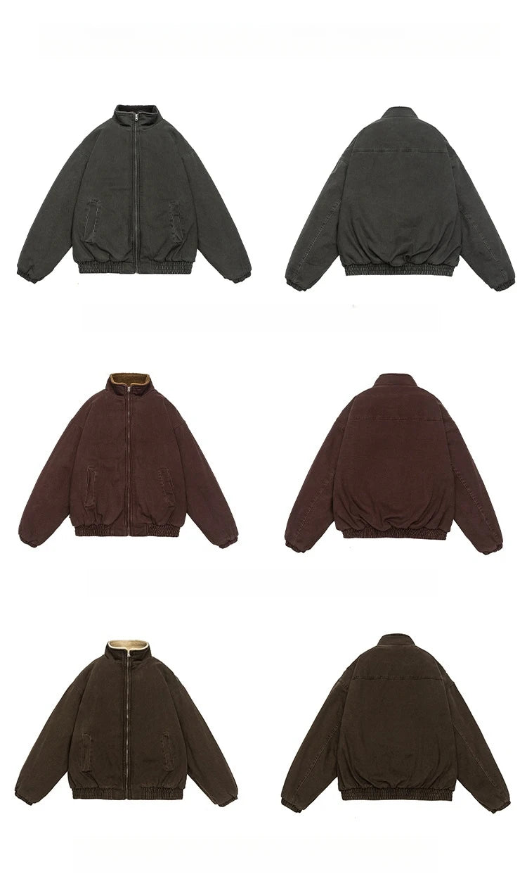 Japanese Vintage Polar Fleece Jacket Men Winter High Quality Thick Jacket Korean Streetwear Loose Couple Trendy Warm Coat Male.