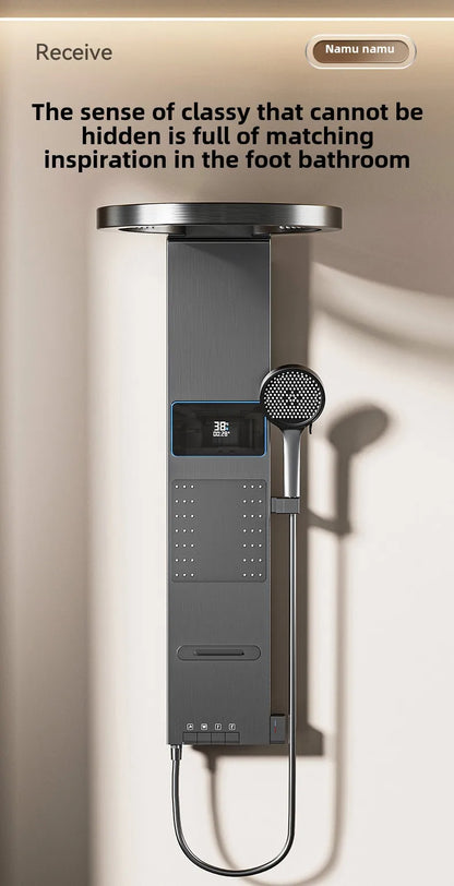 Multi Functional LED Shower Screen Wall Mounted Waterfall Shower Head Set Bathroom Digital Atmosphere Light Shower Set Screen