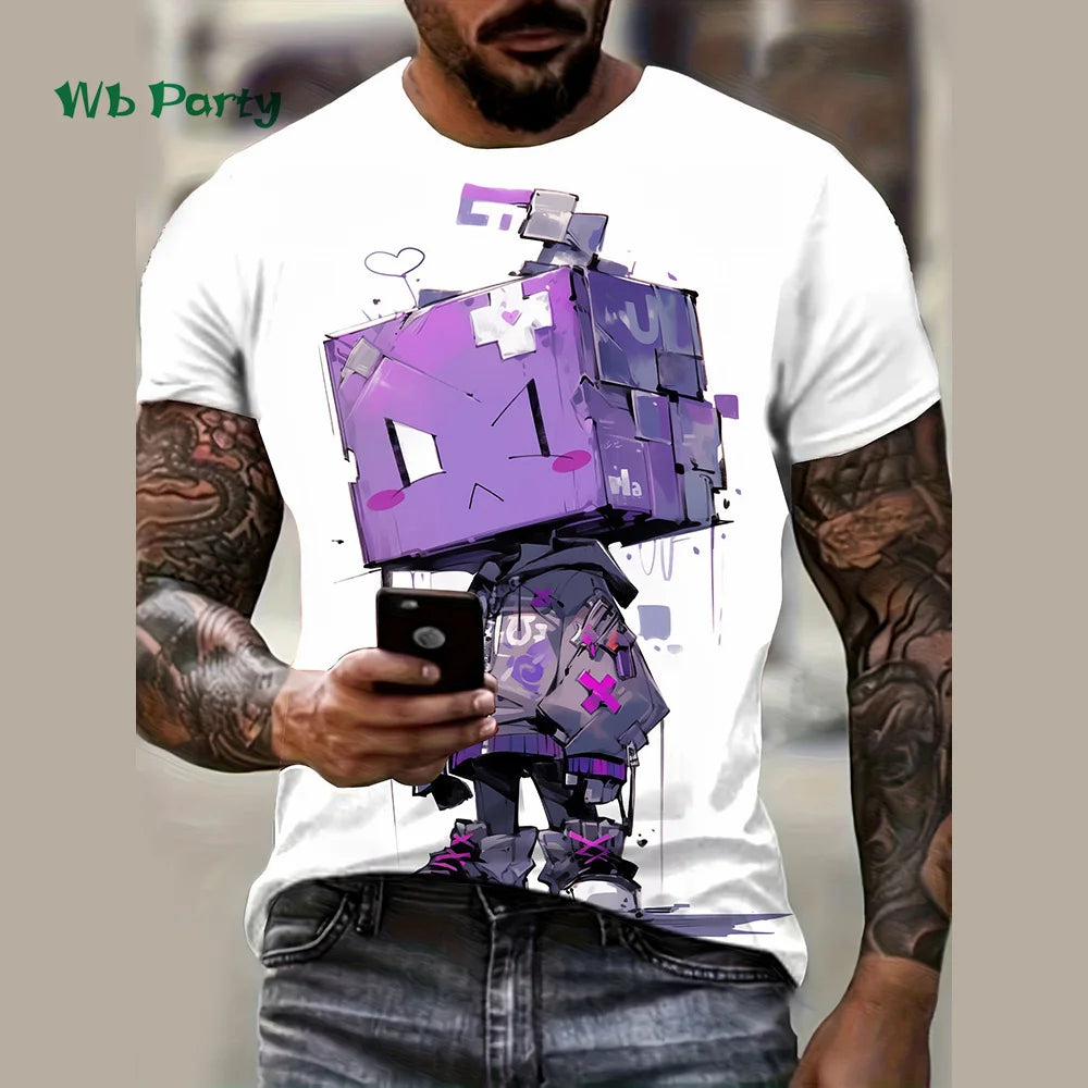 Summer Men's T-Shirt 3D Cartoon Bear Print Short Sleeve Tee Hip Hop O Neck Top Fashions Men's Street Casual Clothing New T-Shirt.