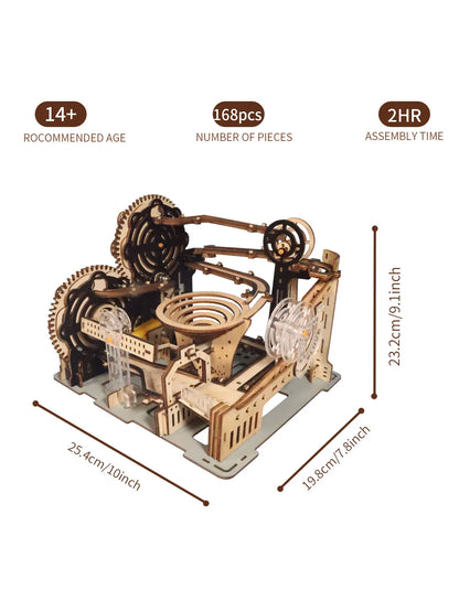 Electric 3D Wooden Puzzles Marble Run Model Kits  Brain Teaser Puzzle DIY handmade Christmas gift.