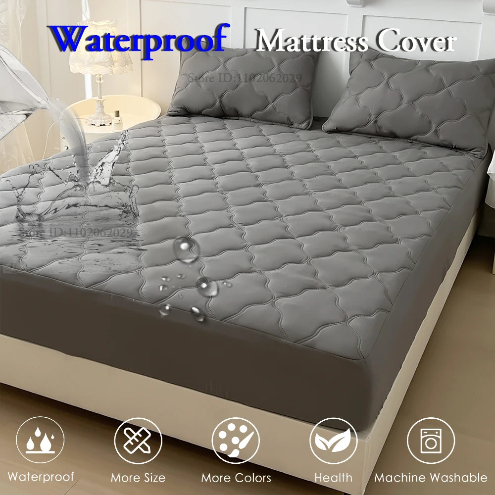 Microfiber Waterproof Fitted Bed Sheets with Elastic Bands Bedspread Covers Mattress Pads for Single Double/King/Queen Size Beds.