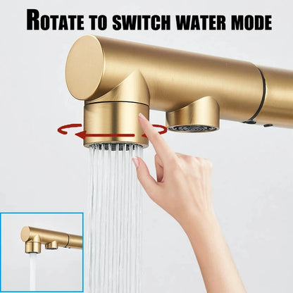Pulling Filter Kitchen Faucet Hot & Cold Water Mixer Dual Mode Filtration Purification Kitchen Sinks 360 Rotation
