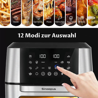12L Air Fryer Mini Oven,Multi Function Smart machine Air fryers with Glass Viewing Window,Oilless Cooker with LED Touch Control.