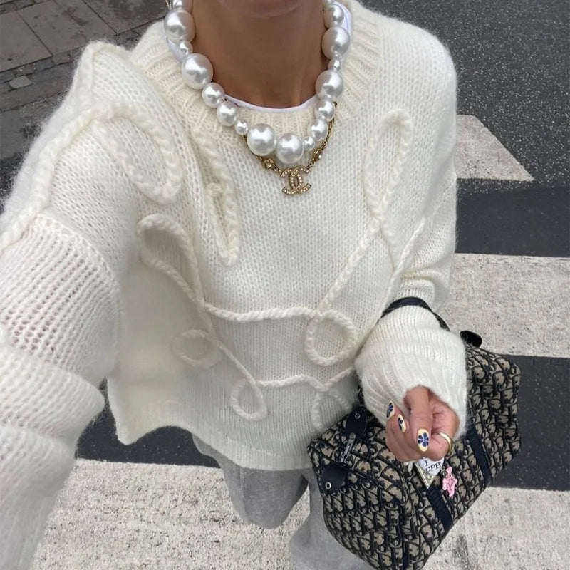 Talenza Herbst Casual Pullover frauen Solide Oansatz Langarm Pullover Neue Lose Pendeln Büro Chic Gestrickte Pullover Outfits.