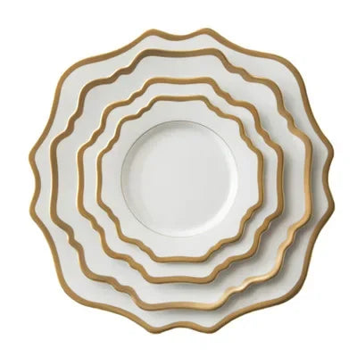 Multi Size Nordic Phnom Penh White Sun Flower Ceramic Plate Set Restaurant Wedding Household Bone China Western Steak Salad Dish.