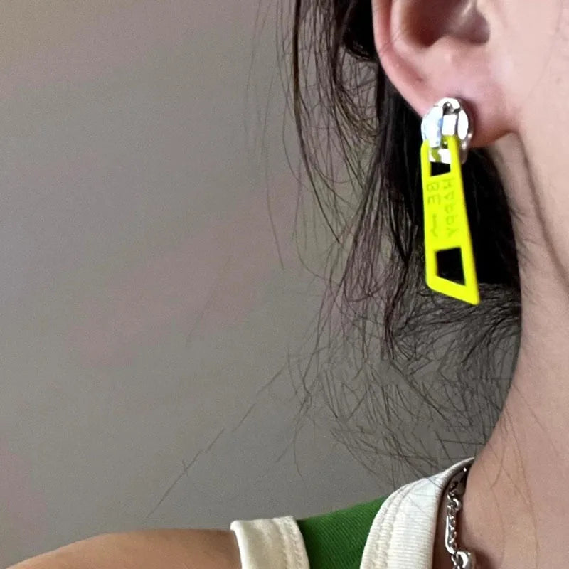 Personality Zipper Stud Earrings Fashion Jewelry For Women Unusual Earrings 2025 Geometry Ear Ring Pop Hip Hop Piercing Jewelry