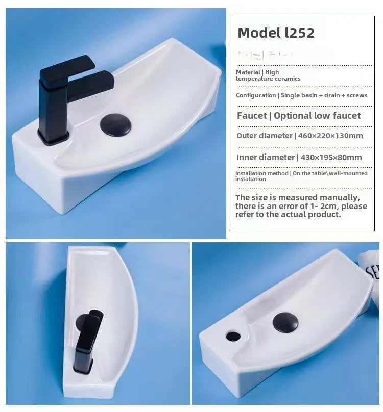 Einfache Installation, wandmontiertes Keramik-Badezimmerwaschbecken für kleine Räume