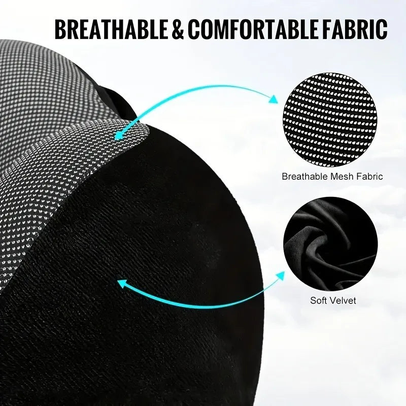 Memory Foam Hooded U-Shaped Travel Pillow with Detachable Cover Portable Neck Support for Airplane Office Nap Car and Home Use.