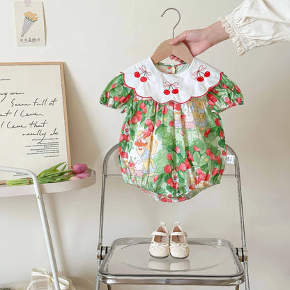 0-2 Jahre Baby Mädchen Kleidung Peter Pan Kragen Kleinkind Mädchen Body & One Piece Bunny Print Baby Mädchen Kleidung.