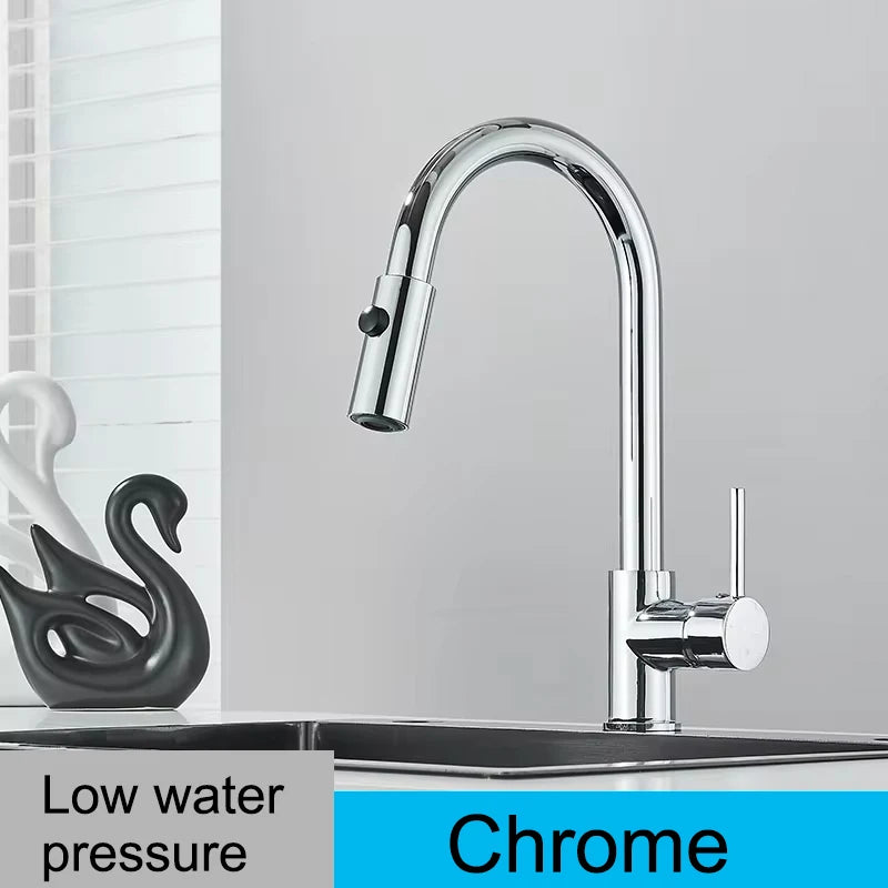Low water pressure Kitchen Faucet Cold Hot Water Mixer Crane Tap Sprayer Stream Rotation Sink Tapware Multiple styles