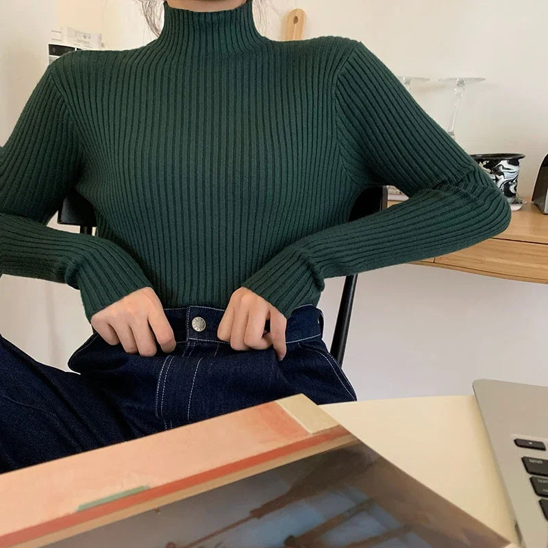 2026 chic Herbst winter Pullover Pullover Frauen Langarm casual rollkragen warme grundlegende Pullover stricken Jumper top.