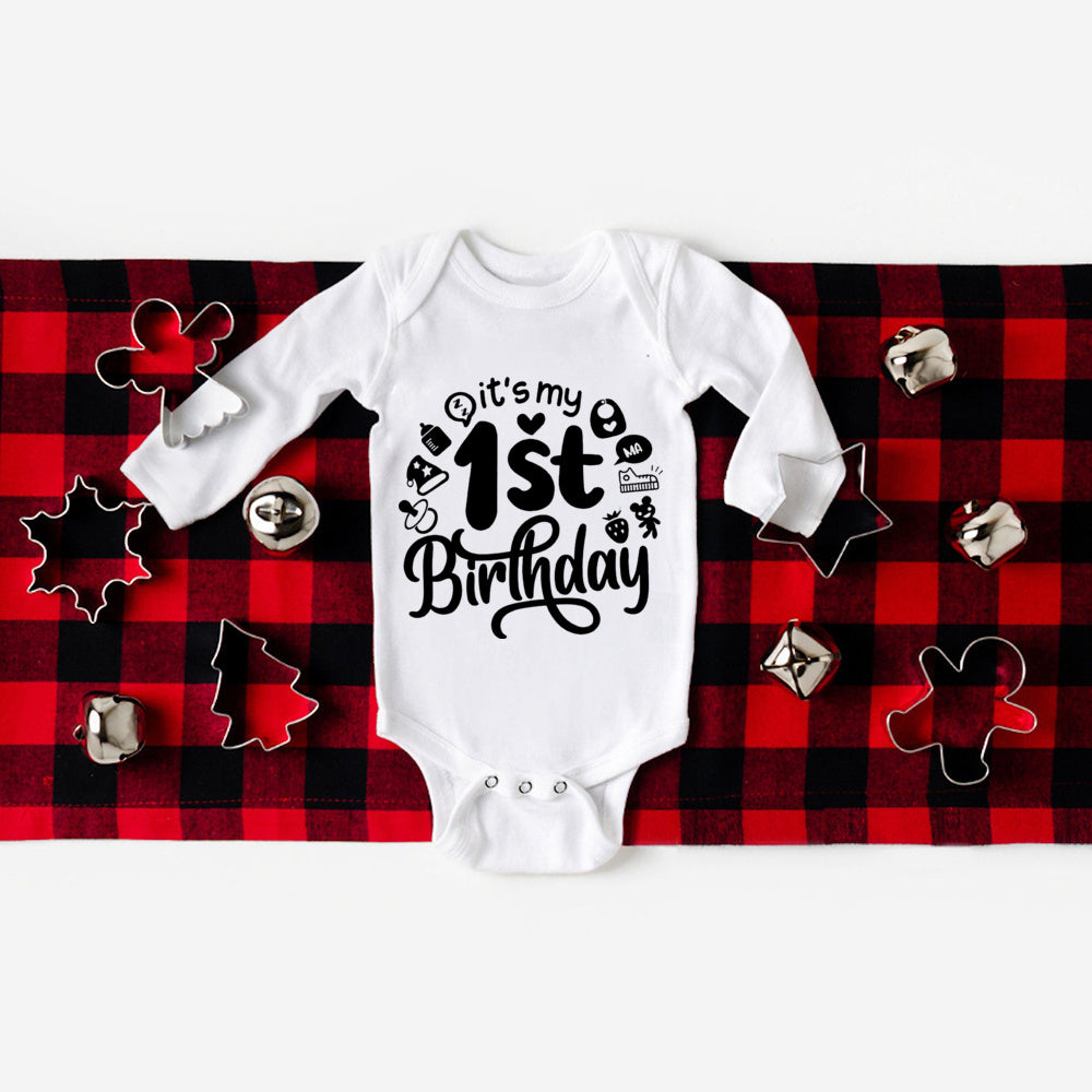 Mein erster Geburtstag Bodys Körper Baby Kleidung Kinder Overall Geburtstag Party Geschenk Jungen Mädchen Strampler Säugling Winter Mode Overall.