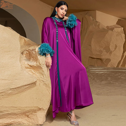 Luxury Dubai Abayas Diamonds Kimono Jalabiya Women Muslim Dress Sets 2PCS Turkey Kebaya Caftan Marocain Femme Robe Ramadan Eid.