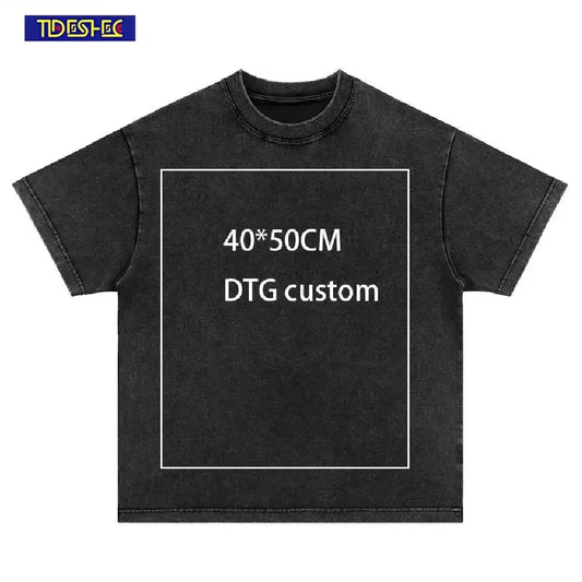 TIDESHEC HipHop T Shirt Streetwear DTG Custom Graphics Cotton Men Oversize Harajuku Men Vintage Custom Short Sleeves.