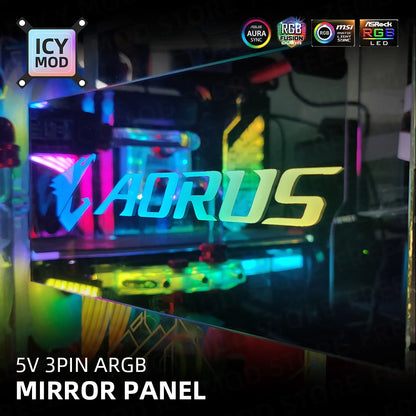 Mirror MOD RGB Lighting Panel Customize PC Case VGA Backplate Side Panel PC Cabinet A-RGB Colorful AURA SYNC Water Cooling Plate