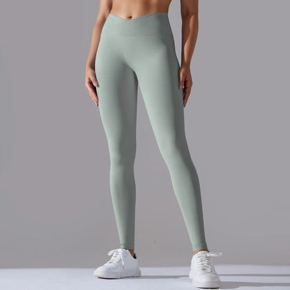 Crossover Waist Women Yoga Leggings Hips Lifting Gym Leggings Seamless Sport Pants High Waist Fitness Leggings Workout Running