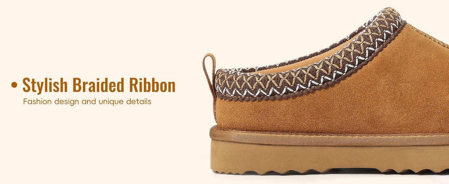 Litfun Winter Genuine Suede Snow Boots For Women Water Resistant Slides Soft Sole Ankle Boots Plush Lining Warm House Slippers.