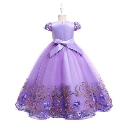 2024 neue Blume Junge Langes Kleid Mädchen Klavier Leistung Kleid Wunderschöne Geburtstag Party Abendkleid 4-12 Jahre Alt karneval Kleidung.