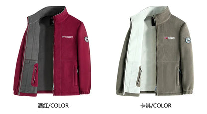 Outdoor Ski Fleece Jacket Men's Autumn And Winter Brand Thick Very Cold Plush Lapel Coat Casual Snow Windproof Sweatshirt Jacket.