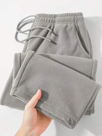 Vintage Thick Winter Casual Fleece Pants Men Wide leg Baggy Warm Sweatpants Male Drawing Jogger Pants Falls Trousers.