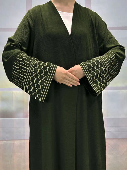 Embroidery Open Modest Kimono Abaya Dubai Luxury Islam Muslim Kaftan Modal Dress Arabic Abayas Women Kebaya Robe Femme Musulmane.