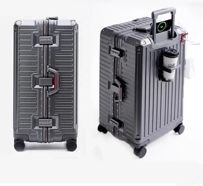 20-Handgepäck, Trolley mit Aluminiumrahmen, PC-Koffer, Reisekoffer mit breitem Griff