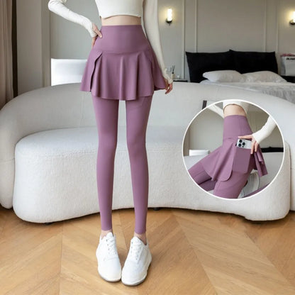 Pants Skirt Combined Side Pocket Fitness Legging with Pocket Skinny Elastic Leggings Thickened Solid Sports Yoga Pants Outdoor.