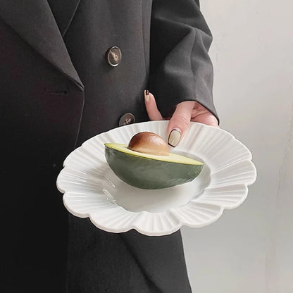 Ahunderjiaz-French Beige Ceramic Tableware Set, Underglaze Dessert Tray, Rice Bowl, Fish Plate, Kitchen Tableware Set, Cream Sty.