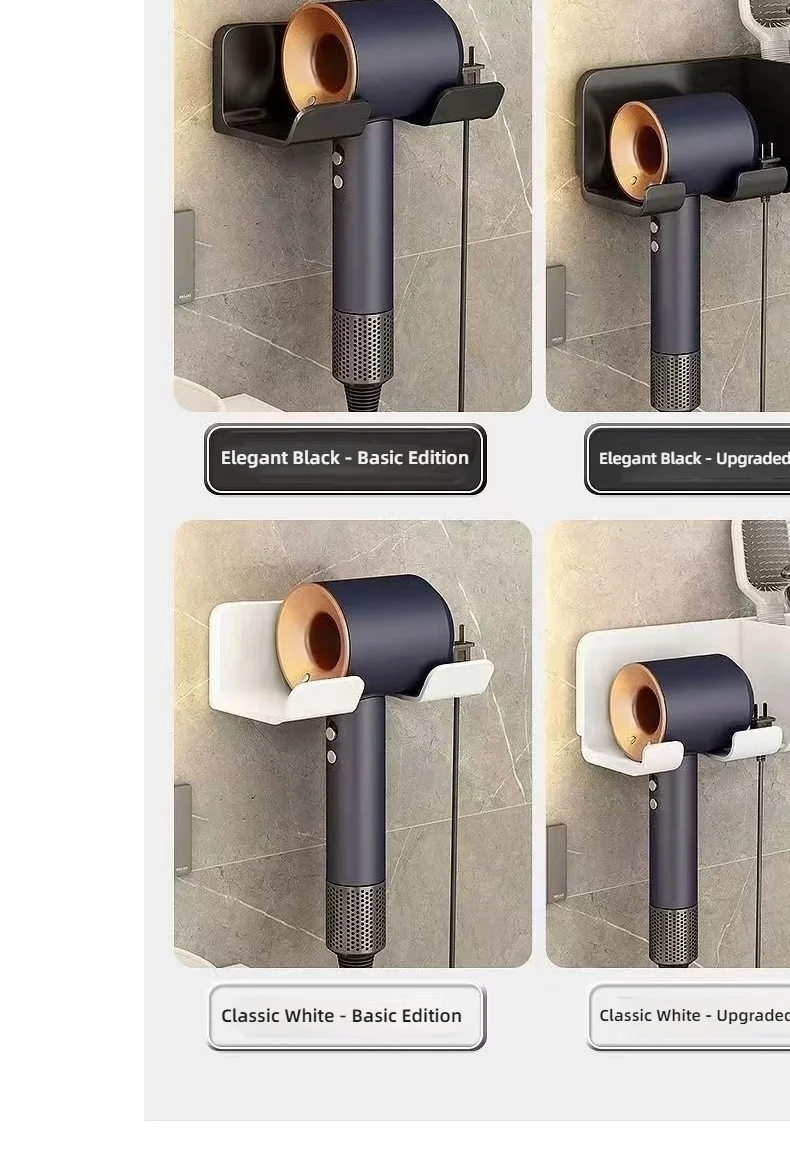 An der Wand montierte stanzfreie Toilette Haartrockner Rack Badezimmer Haartrockner Lagerregal Haartrockner Halterung Badezimmerzubehör ﻿