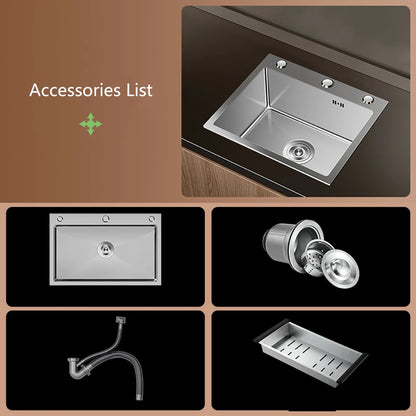 304 Stainless Steel Kitchen Sink Farmhouse Above Counter Undermounter Single Wash Basin with Gourmet Faucet Drain Accessories