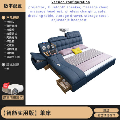 Nordic Smart Modulares Doppelbett Master Storage Luxus Designer Doppelbett Multifunktionale Leder Camas Ehe Möbel