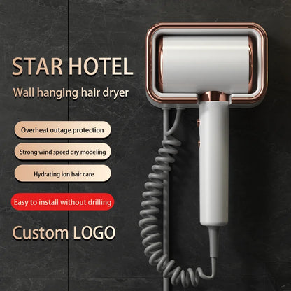 220V Hotel Wall Mounted Hair Dryer Hotel Non punching Negative Ion Hair Protection Cold and Hot Air High Power Hair Dryer