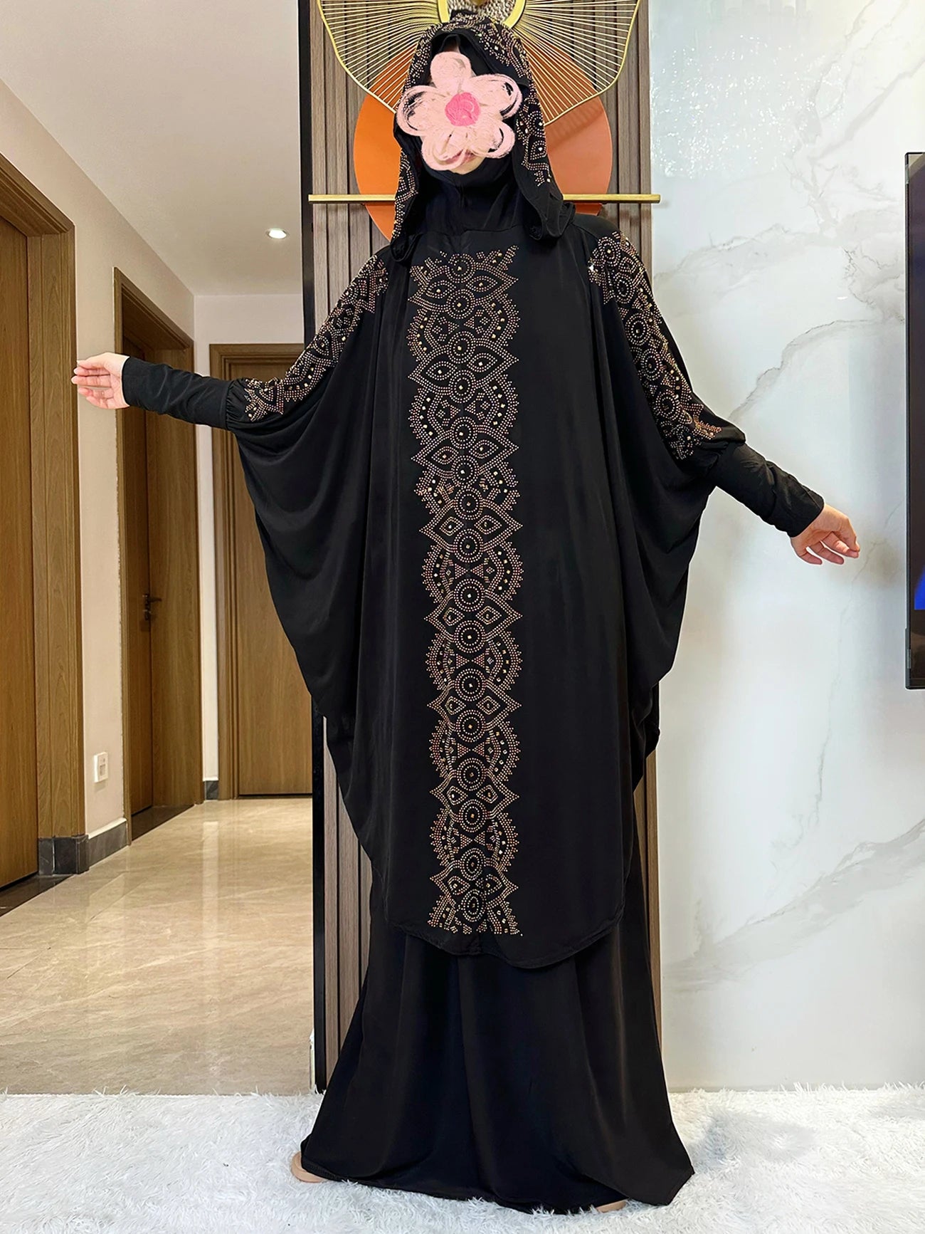 New Dubai Ramadan Muslim Women's Prayer Set Hooded Hijab With the Long Skirt Turkey-African Dubai Islam Lady Cloth Kaftan Abaya.