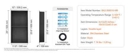 SucceBuy No Tile Duschnische aus Edelstahl 304, mit Wand eingesetzte Nische, Doppelregale für die Dusche, Seifenaufbewahrung, Badezimmer