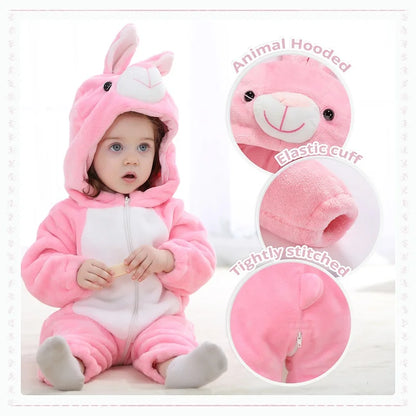 MICHLEY Winter Baby Strampler Mit Kapuze Flanell Cosplay Kleinkind Infant Kleidung Insgesamt Bodys Overall Kostüm Für Kinder Mädchen Junge