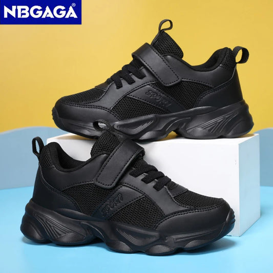 Children's Fashion Sports Shoes Breathable Student Black School Walking Shoes Anti-skid Boys& Girls Casual Running Sneaker.